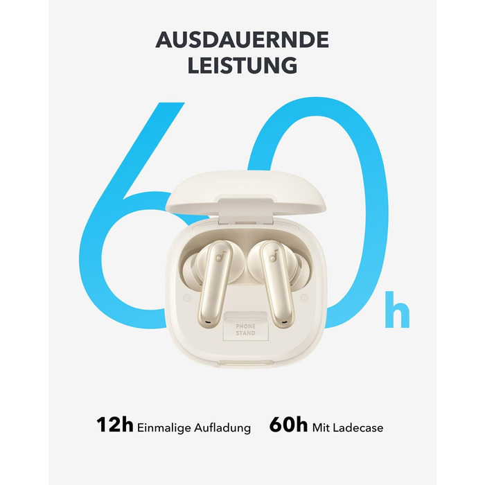 Від Anker, Бездротові навушники, Шумозаглушення, 60 год, IPX5, Бездротовий, Bluetooth 5.3, Кремово-білий, 40i