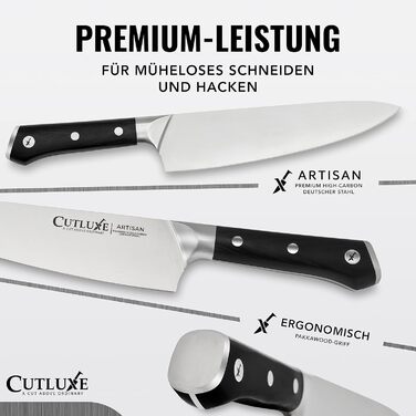 Ніж кухарський Cutluxe 20 см – кухонний ніж з німецької сталі, серія Artisan