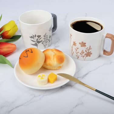 Набір кавових чашок EYMPEU 4 шт. об'ємом 450 мл з квітковим візерунком - ідеально для дому та як подарунок в офіс