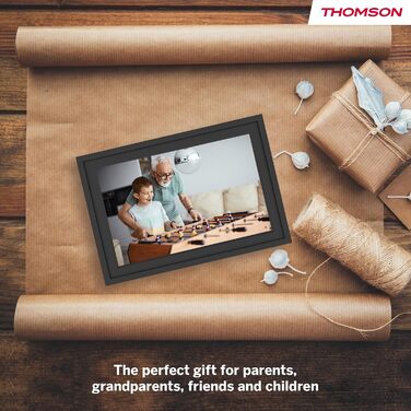 Фоторама Thomson Fotorahmen 10 дюймів: FHD IPS сенсорний екран, 32 GB, Wi-Fi, поворот, iOS/Android (Чорний)