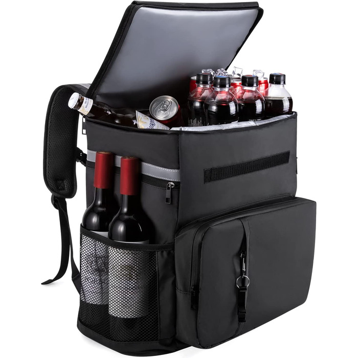 Термосумка-рюкзак MATEPROX 40L чорного кольору: ізольована, водонепроникна, з відкривачем для пляшок, для пікніка, кемпінгу, BBQ та походів