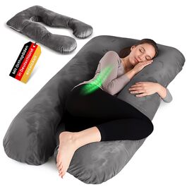 U-подібна подушка для сну PillowDaddy XXL для вагітних та годування, ортопедична подушка для підтримки спини, стегон та полегшення болю при ішіасі, з чохлом