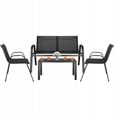 Комплект садових меблів Springos, метал, чорний, 4 предмети