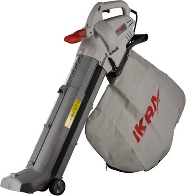 IKRA 74204030 Електричний 3-в-1: пилосос для листя, повітродувка, подрібнювач листя IBV 2800 E, об'єм контейнера 45л, швидкість повітря 275 км/год, 2800 Вт, 230 В, сірий/червоний/чорний