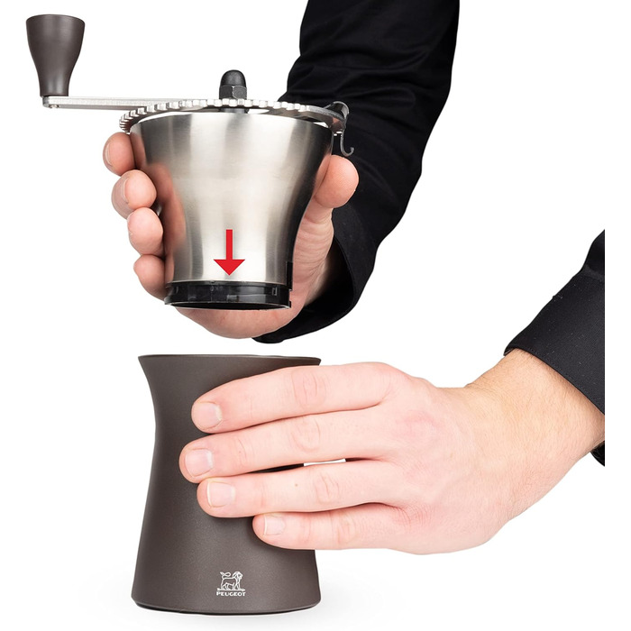 Кавомолка Peugeot Kronos - ручна, з регульованим сталевим жорном, 19 см, шоколадно-коричнева