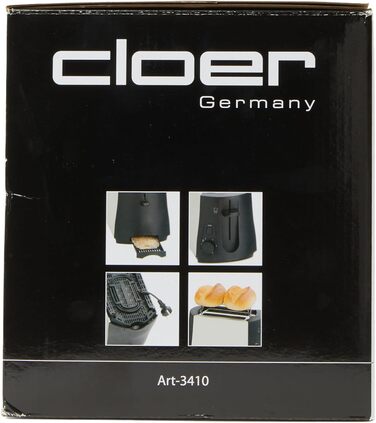 Тостер Cloer 3410, 825 Вт, 2 скибочки, насадка для булочки, підйомник, шухляда для крихт, матовий металевий корпус