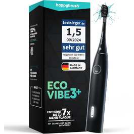 Електрична звукова зубна щітка happybrush® Eco Vibe 3+ – Чорний колір – 2 роки гарантії