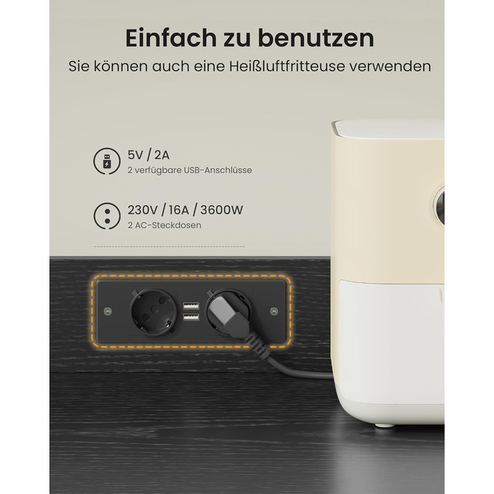 Чорний кухонний шафка з робочою поверхнею, буфет з LED-підсвіткою, розеткою, ящиками та регульованими полицями (103.5 x 40 x 180 см)