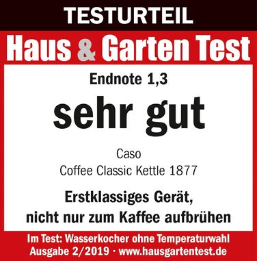 CASO Coffee Classic Kettle – електричний чайник, чорний, з нержавіючої сталі, для чаю та кави, преміум-якість