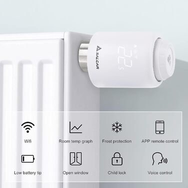 SALCAR Smartes WiFi термостати для радіаторів TRV603 – програмований термостат опалення, сумісний з Alexa та Google Assistant, Tuya Smart, без шлюзу (3 шт)