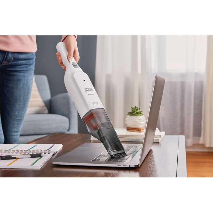 Акумуляторний ручний пилосос BlackDecker Dustbuster Slim HLVC315B11 (12 В, 1,5 Агод, без мішка та бездротовий, з вбудованою всмоктувальним насадкою розміру XXL, включаючи зарядну станцію, щілинну насадку та щітку для м'яких меблів)