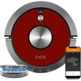 Робот-пилосос ZACO A9sPro з функцією миття підлоги, додаток і Alexa, картографування, до 2 годин прибирання або миття підлоги, робот-пилосос для твердої підлоги та килимів, шерсть домашніх тварин, робот-пилосос із зарядною станцією, небесно-блакитний (темно-червоний)