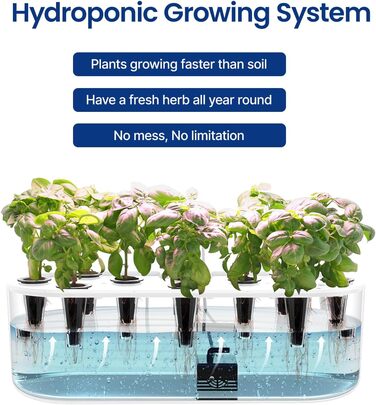 iDOO Система гідропоніки Smart Garden: 10 касет, таймер, LED лампа, вентилятор, регульована висота, для вирощування зелені