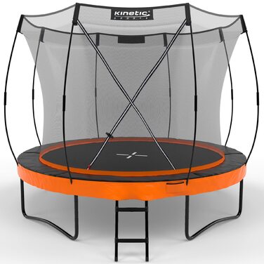 Батут KINETIC SPORTS Ultimate Pro Ø 305 см для дітей з драбиною та захисною сіткою, чорний (Sunset Orange), до 160 кг