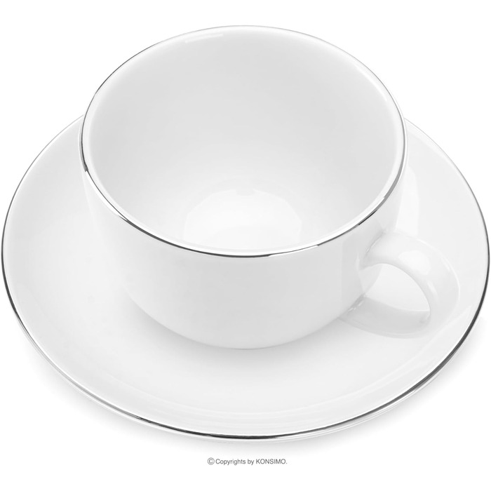 Кавовий сервіз Konsimo з твердого фарфору 12P - набір з 12 предметів - чашка для еспресо MUSCARI 220 мл, блюдце та десертна тарілка (36-TLG) - платинова лінія (макс. 60 символів)