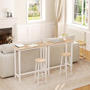 Набір барних стільців WOLTU: стіл та 2 стільці з металу та дерева (100x40x100 см, світлий дуб)