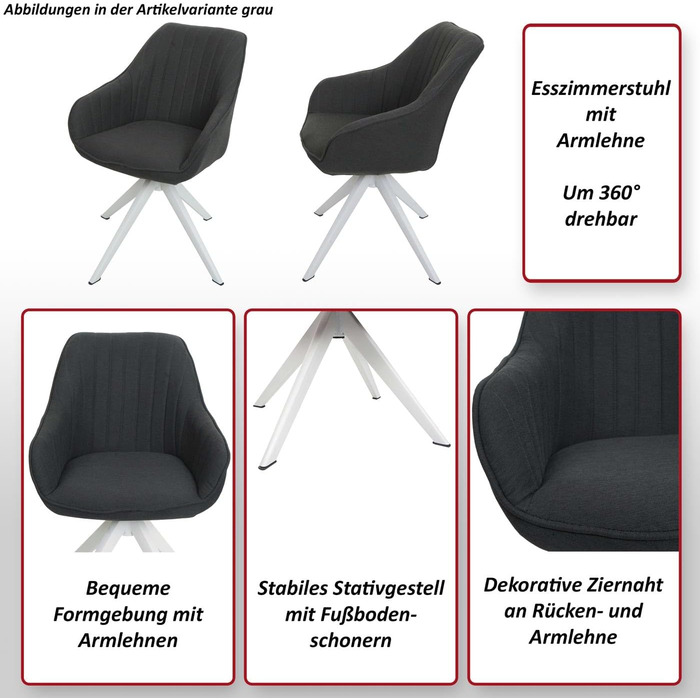 Крісло Mendler для обідньої зони HWC-K27, кухонне крісло з підлокітниками, поворотне, тканина, ліловий