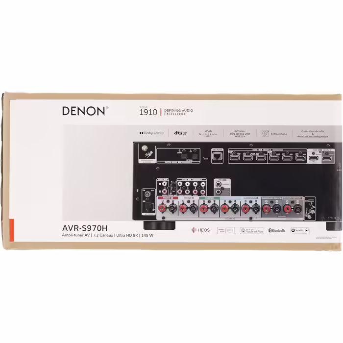 Denon AVR-S970H AV-ресівер 7.2, Hi-Fi підсилювач з Dolby Atmos, DTS:X, 8K HDMI, Bluetooth, Wi-Fi, AirPlay 2, HEOS, Alexa, чорний