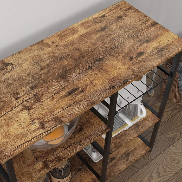 Стеллаж кухонний Sogesfurniture з підставкою для мікрохвильової печі, 90x40x83 см, чорний & горіх (Вінтаж-коричневий)