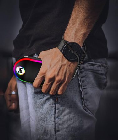 Електричний підігрівач для рук 10000mAh з підсвічуванням (7 кольорів), перезаряджуваний, портативний, чорний - ідеальний зимовий подарунок для чоловіків та жінок