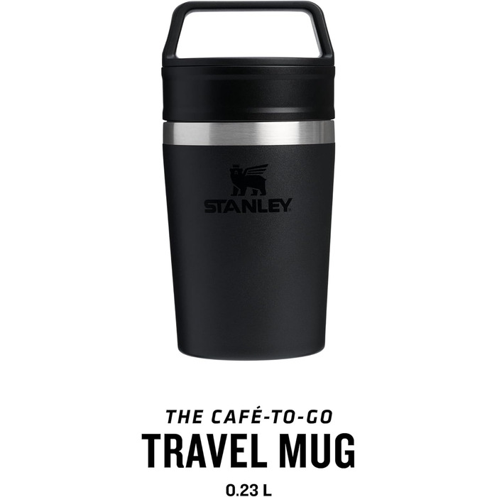 Термокружка Stanley Cafe To Go - 0.23L, чорна - нержавіюча сталь, 4 години тепла, 5 годин холоду