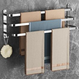 Тримач для рушників 80 см без свердління, срібний, для ванної кімнати та кухні