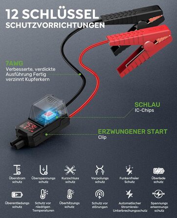 Powerbank для автомобіля AIMAPOW Starthilfe 8000A з компресором та LED-ліхтарем, 27000mAh, 160PSI, для бензинових та дизельних двигунів (до 12.0L)