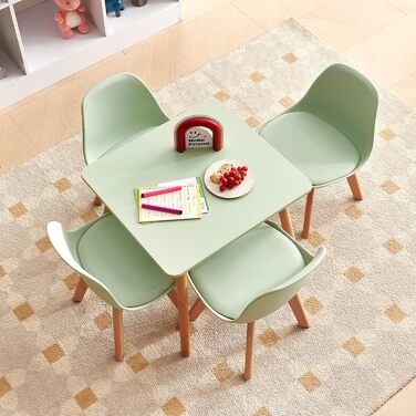 Дитячий стіл зі стільцями, комплект меблів для дітей, з екологічної букової деревини FSC, 1-6 років, для дитячої кімнати, дитячого садка, зелений