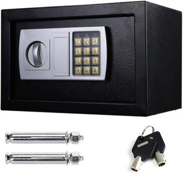 Сейф Tresor з подвійним ригелем, сталевий, з електронним замком та 2 ключами, 8.5л, чорний