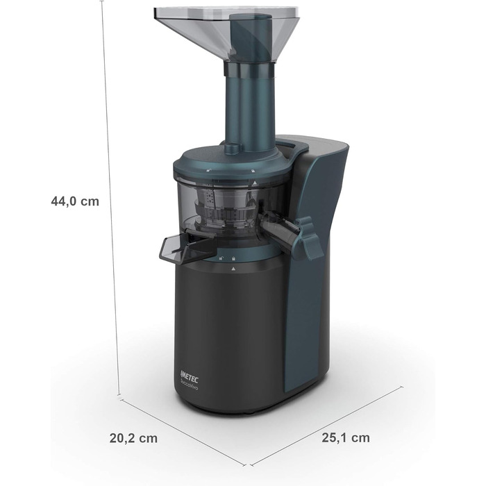 Професійна соковижималка для холодного соку Imetec Sj4300 Succovivo SJ4 1300, повільне віджимання 50 об/хв, фільтр для соку, аксесуари для сльоти та сорбетів, очищення за 2 хвилини чорний і бірюзовий