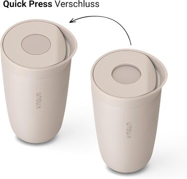 Термокружка VINSUN для кави з собою 350 мл, з подвійними стінками, з нержавіючої сталі, з герметичним клапаном, для гарячих та холодних напоїв, для автомобіля, університету, бежевий колір