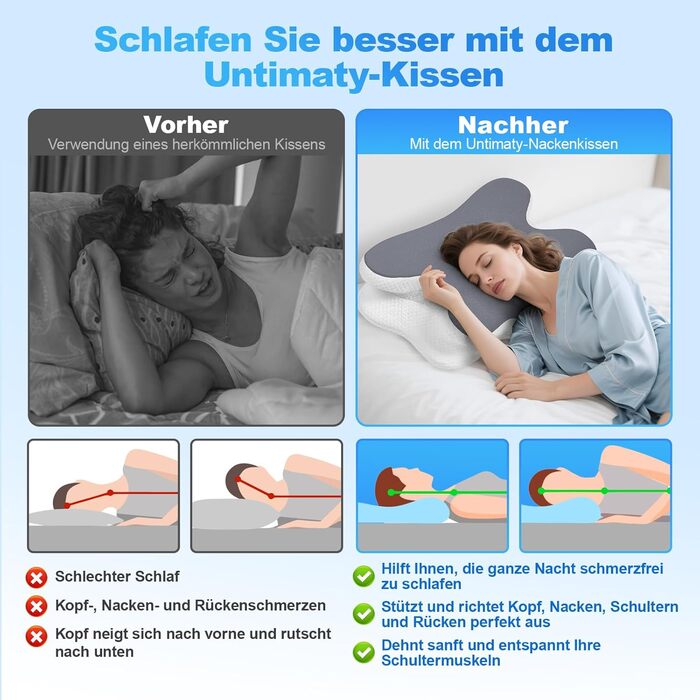 Ортопедична подушка для шиї з Memory Foam - для сну на боці, спині та животі. З покриттям з льонової тканини (темно-сірий)