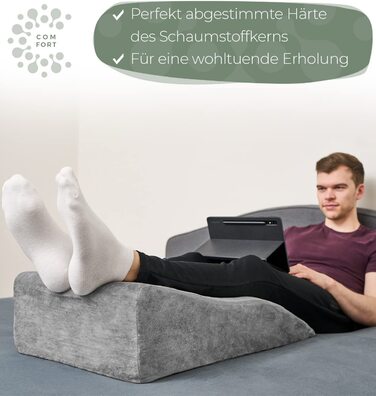 Подушка для ніг та колін: ергономічна піднімна подушка для ніг, підтримка ніг та колін, подушка для підняття ніг, клиновий тримач, сіра, для лімфи та вен