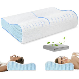Пінополіуретанова подушка PKBD з пам'яттю з 2 чохлами, ергономічна ортопедична подушка для всіх типів сну