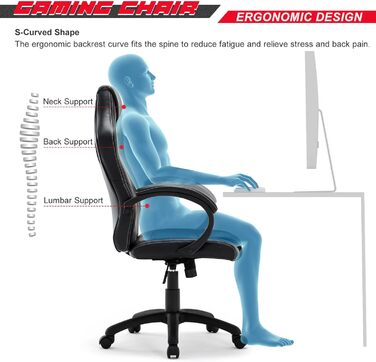 Крісло  WM Heart Ergonomic Gaming Офісне крісло чорне