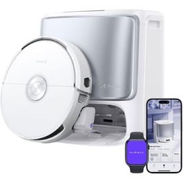 Робот-пилосос NARWAL Flow з функцією миття підлоги, система FlowWash з автоматичним самоочищенням, потужність 22000 Па, збір шерсті тварин DualFlow, миття 45-80°C та гаряче повітря, док-станція для самостійного очищення