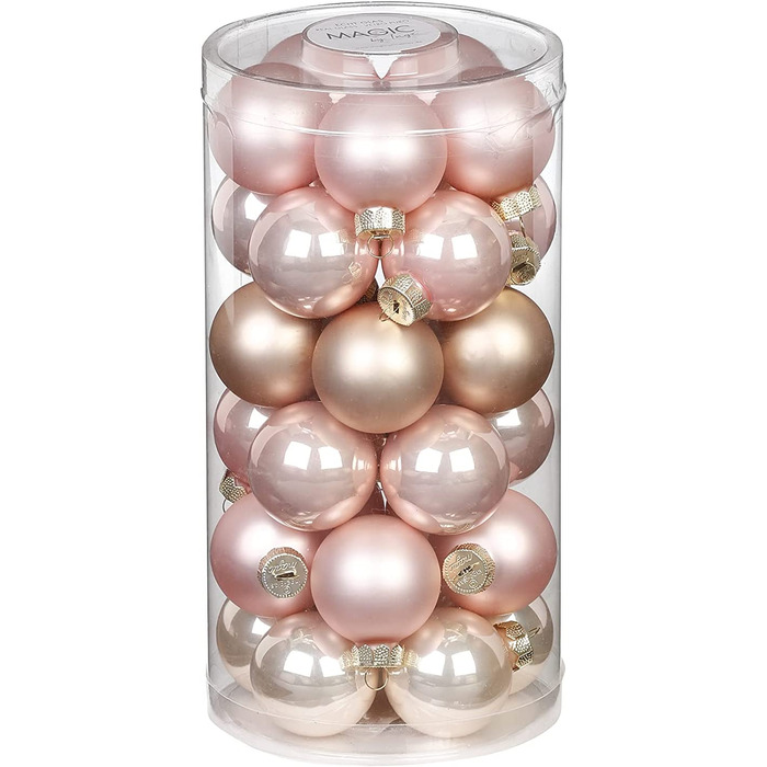 Чарівні скляні різдвяні кулі 4 см x 30 шт. ялинкові кулі (перлинно-рожеві)