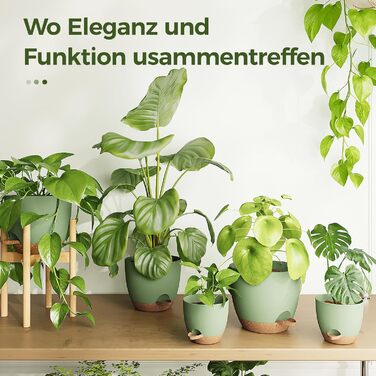 Набір горщиків для квітів Bamworld 6 шт. з автополивом, 12.7-20.3 см, з підставкою, для кімнатних рослин та розсади