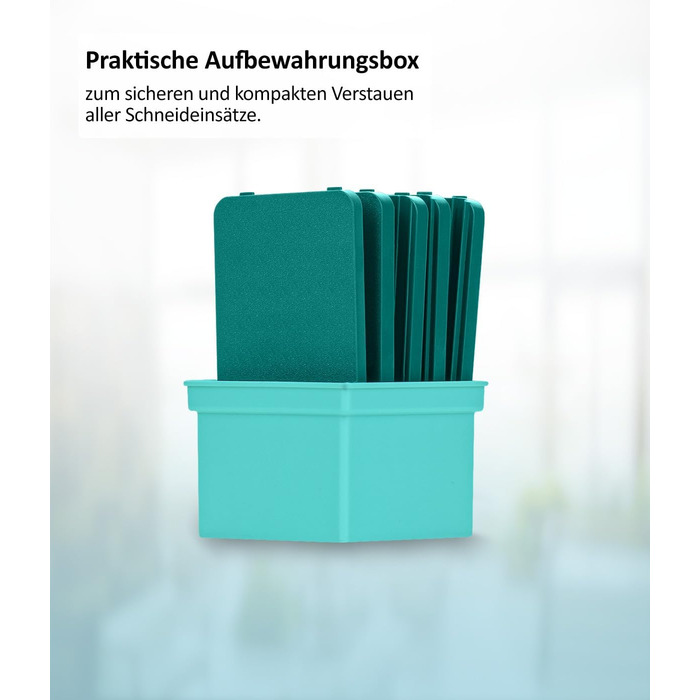 Nicer Dicer Mandoline 12-ти частинний набір для нарізки овочів, слайсер, овочевий гострий ніж, для нарізки соломкою, слайсами, кубиками, кухонний овочевий слайсер, турквіс/зелений