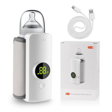 Портативний підігрівач для пляшечок Baby, білий, з LCD-дисплеєм, акумулятор 6000mAh, 48 годин термоізоляції