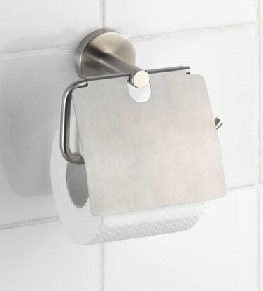 Тримач для туалетного паперу з кришкою Bosio з нержавіючої сталі матовий - Тримач для туалетного паперу, нержавіюча сталь, 15 x 13,5 x 7 см, матовий з нержавіючої сталі матовий з кришкою