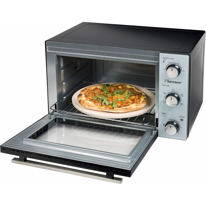 Міні-піч Bestron AOV31PS 31 л з обертальним шампуром та каменем для піци, 1500 Вт, нержавіюча сталь