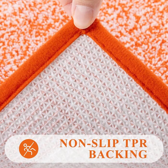 Набір килимків для ванної кімнати Pauwer, 3 шт. (душовий килимок, килимок для туалету), мікрофібра, антиковзаючі, машинне прання, плюшеві, 18'x26'+18'x48'+U Shape 20'x24', помаранчевий/червоний, в смугастий візерунок (Sunset Chevron)