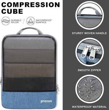 Набір компресійних органайзерів для одягу в подорожі (6 шт), стискаючі пакувальні куби для валізи та рюкзака, синій колір