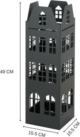 Металева підставка для парасольок Baroni Home Modern Design з квадратним дахом, 2 мотики, 4 фути, стійкий до подряпин і знімний контейнер для дощу 15,5 x 15 x 49 см, чорний