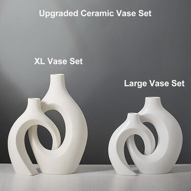 Керамічна ваза SUKIYPO, 2 шт. у наборі, бежева, сучасний дизайн, для дому, офісу, декору інтер'єру