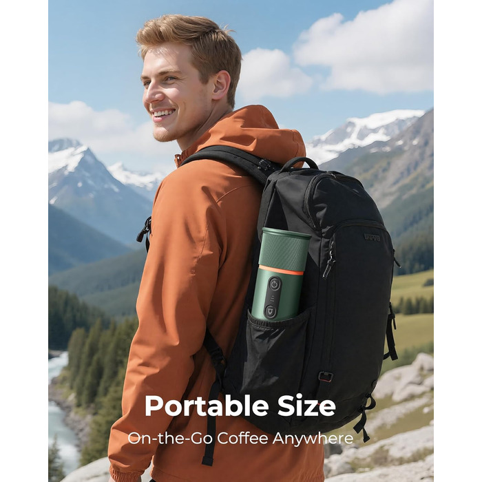 Портативна кавомашина для еспресо COTGCO 20 bar з акумулятором 13500mAh | Сумісна з Nespresso | Для кемпінгу, авто, офісу (зелена)