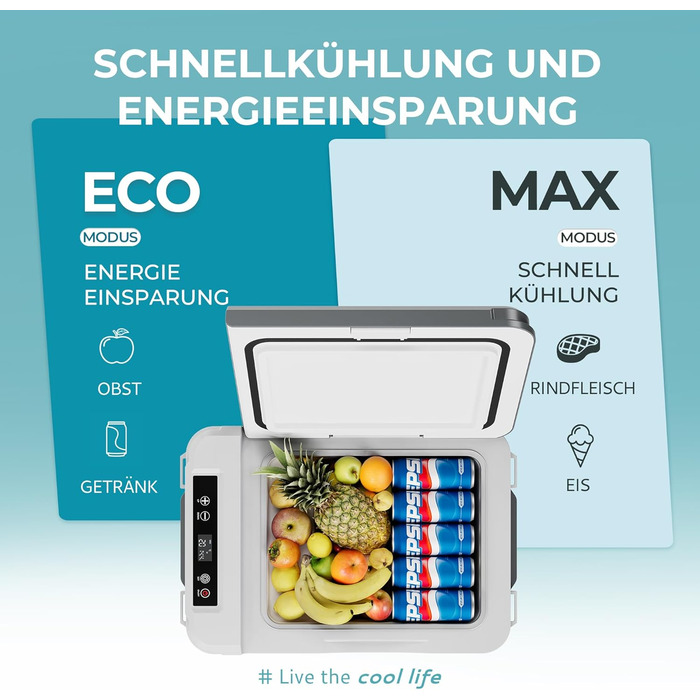 EUHOMY компресорний холодильник 10L (-20℃~20℃) 12/24V DC & 230V AC з Bluetooth, швидке охолодження 15 хв, для кемпінгу та подорожей