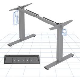 Електричний регульований стіл FlexiSpot з пам'яттю висоти та LED-дисплеєм, сірий (EN1)