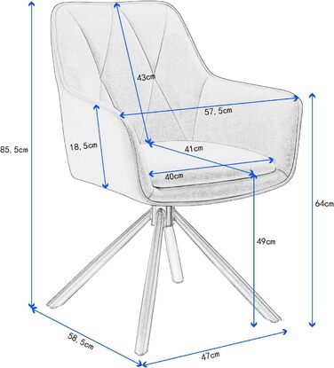 Набір обідніх стільців Lestarain 4 шт., поворотні, для кухні, спальні, вітальні, м'які з підлокітниками та спинкою, металеві ніжки, оксамит, темно-сірий
